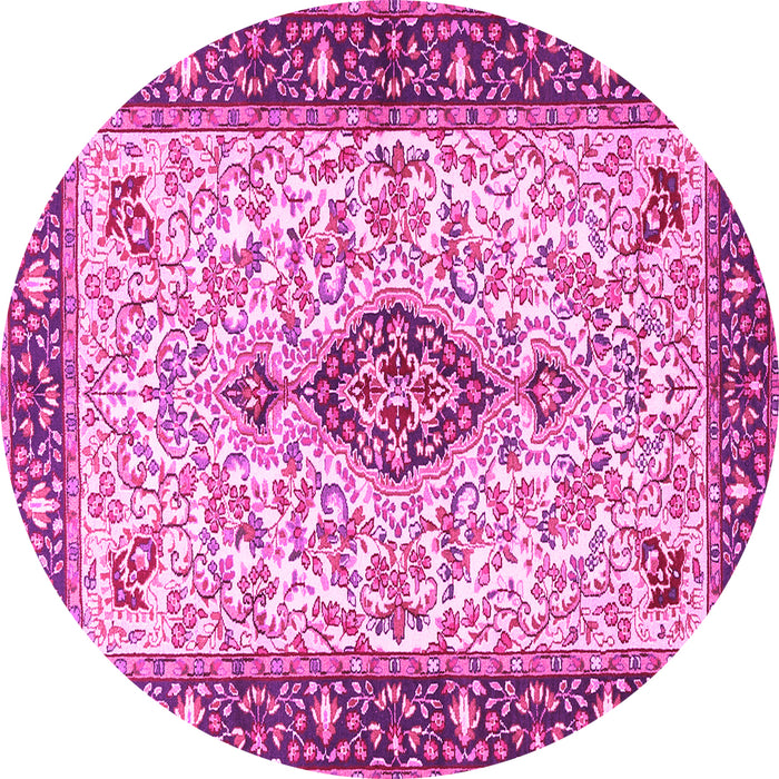 Round Persian Pink Traditional Rug, tr2848pnk