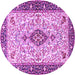 Round Machine Washable Persian Purple Traditional Area Rugs, wshtr2848pur