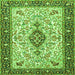 Round Machine Washable Persian Green Traditional Area Rugs, wshtr2848grn