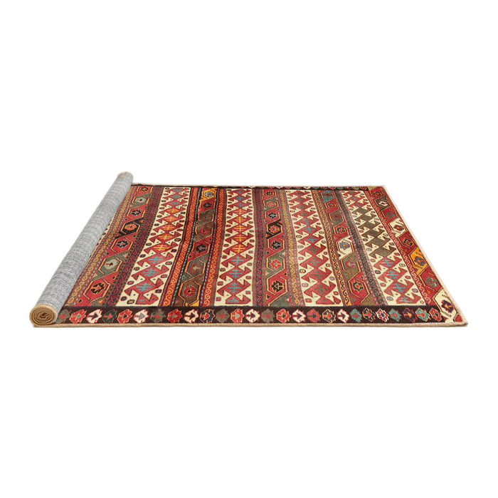 Sideview of Machine Washable Traditional Sand Brown Rug, wshtr2849