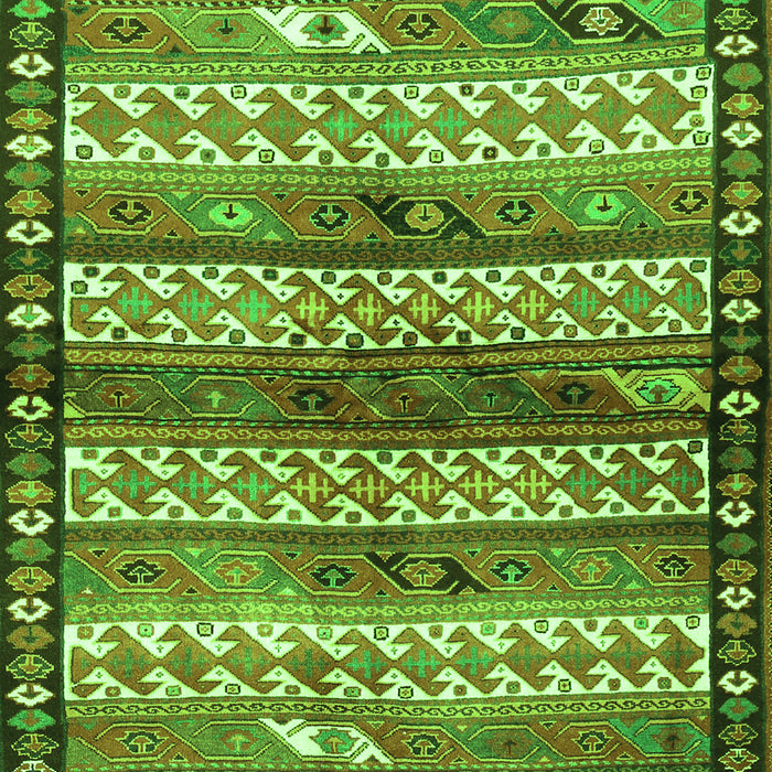 Serging Thickness of Machine Washable Southwestern Green Country Area Rugs, wshtr2849grn
