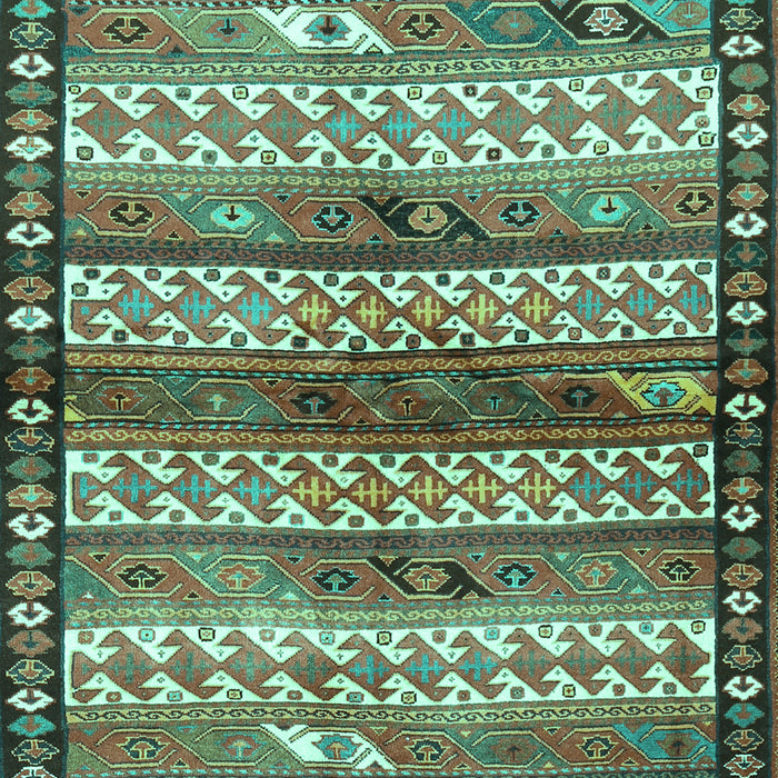 Machine Washable Southwestern Turquoise Country Area Rugs, wshtr2849turq