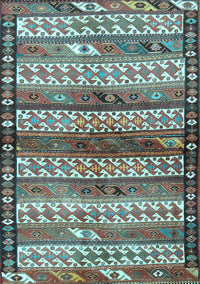 Southwestern Light Blue Country Rug, tr2849lblu