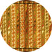 Round Southwestern Yellow Country Rug, tr2849yw