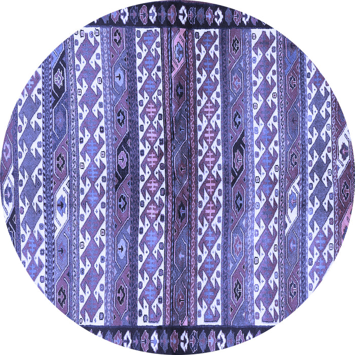 Round Machine Washable Southwestern Blue Country Rug, wshtr2849blu