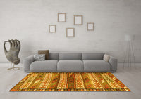 Machine Washable Southwestern Yellow Country Rug, wshtr2849yw