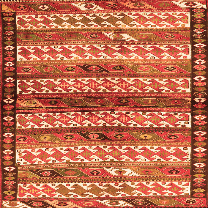 Round Machine Washable Southwestern Orange Country Area Rugs, wshtr2849org