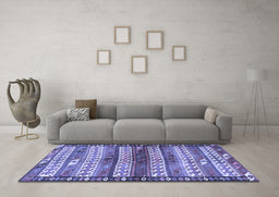 Machine Washable Southwestern Blue Country Rug in a Living Room, wshtr2849blu