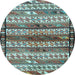 Round Machine Washable Southwestern Light Blue Country Rug, wshtr2849lblu