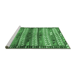 Sideview of Machine Washable Southwestern Emerald Green Country Area Rugs, wshtr2849emgrn