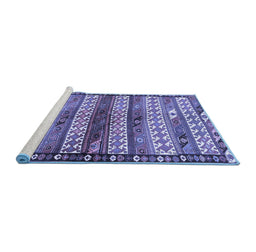 Sideview of Machine Washable Southwestern Blue Country Rug, wshtr2849blu