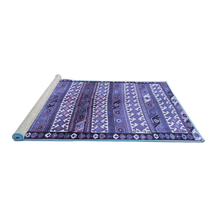 Sideview of Machine Washable Southwestern Blue Country Rug, wshtr2849blu