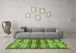 Machine Washable Southwestern Green Country Area Rugs in a Living Room,, wshtr2849grn