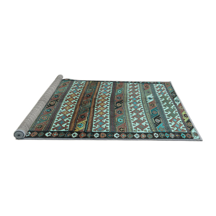 Sideview of Machine Washable Southwestern Light Blue Country Rug, wshtr2849lblu