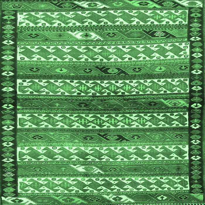 Square Southwestern Emerald Green Country Rug, tr2849emgrn