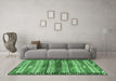 Machine Washable Southwestern Emerald Green Country Area Rugs in a Living Room,, wshtr2849emgrn