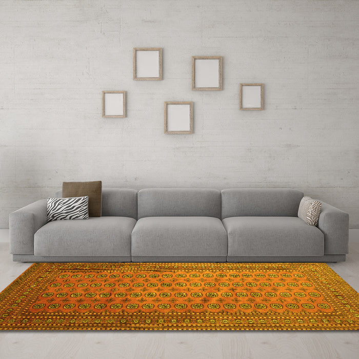 Machine Washable Persian Yellow Traditional Rug in a Living Room, wshtr284yw