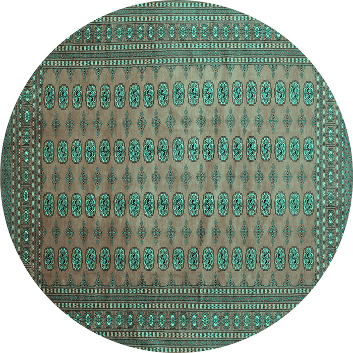 Round Persian Turquoise Traditional Rug, tr284turq