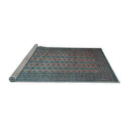 Sideview of Machine Washable Persian Light Blue Traditional Rug, wshtr284lblu