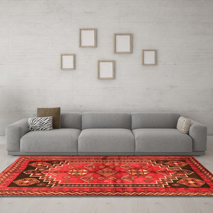 Machine Washable Persian Orange Traditional Area Rugs in a Living Room, wshtr2850org