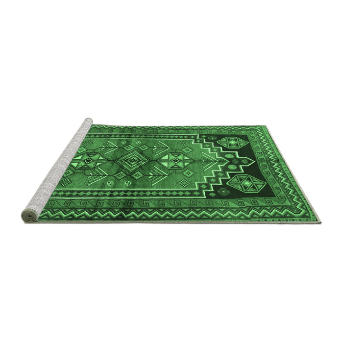 Sideview of Machine Washable Persian Emerald Green Traditional Area Rugs, wshtr2850emgrn