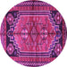 Round Machine Washable Persian Purple Traditional Area Rugs, wshtr2850pur