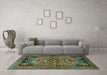 Machine Washable Persian Turquoise Traditional Area Rugs in a Living Room,, wshtr2850turq