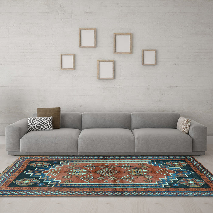 Machine Washable Persian Light Blue Traditional Rug in a Living Room, wshtr2850lblu