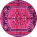 Round Persian Pink Traditional Rug, tr2850pnk