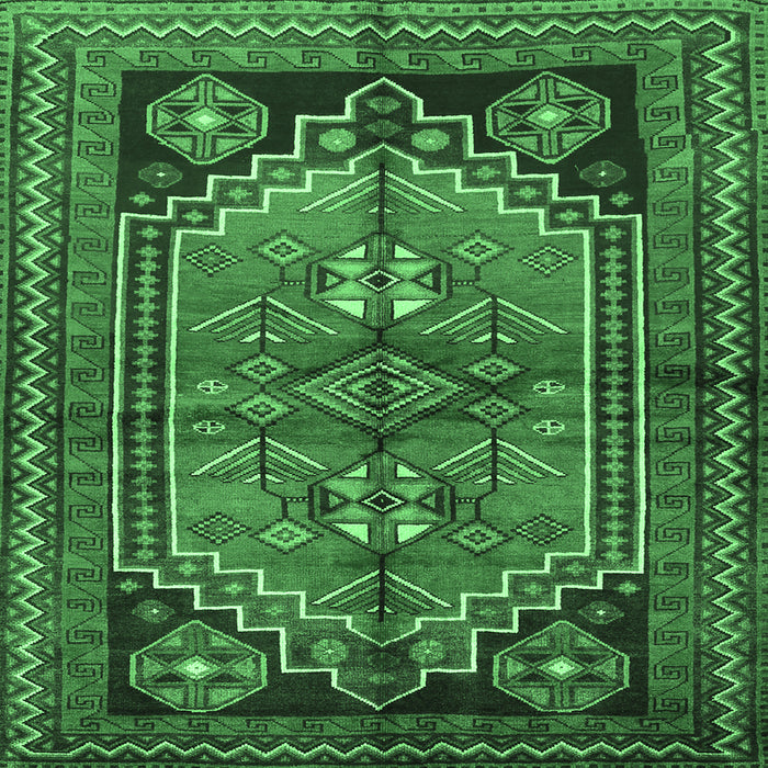 Square Machine Washable Persian Emerald Green Traditional Area Rugs, wshtr2850emgrn