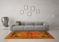 Machine Washable Persian Yellow Traditional Rug, wshtr2850yw