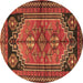 Round Machine Washable Persian Brown Traditional Rug, wshtr2850brn