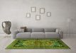 Machine Washable Persian Green Traditional Area Rugs in a Living Room,, wshtr2850grn