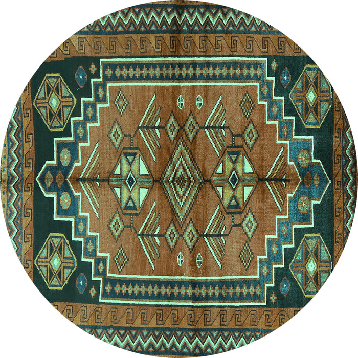 Round Machine Washable Persian Turquoise Traditional Area Rugs, wshtr2850turq