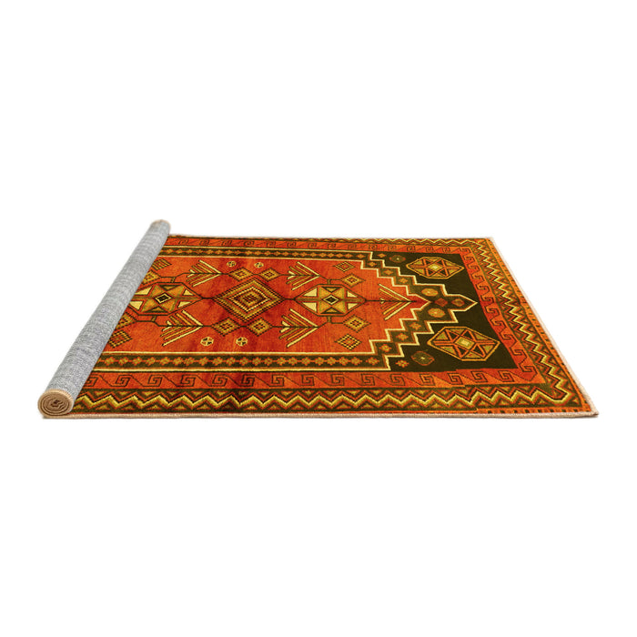 Sideview of Machine Washable Persian Yellow Traditional Rug, wshtr2850yw