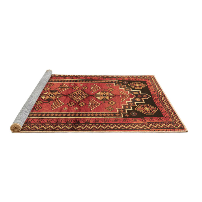 Sideview of Machine Washable Persian Brown Traditional Rug, wshtr2850brn