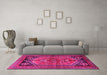 Machine Washable Persian Pink Traditional Rug in a Living Room, wshtr2850pnk