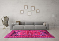 Machine Washable Persian Pink Traditional Rug, wshtr2850pnk