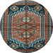 Round Machine Washable Persian Light Blue Traditional Rug, wshtr2850lblu