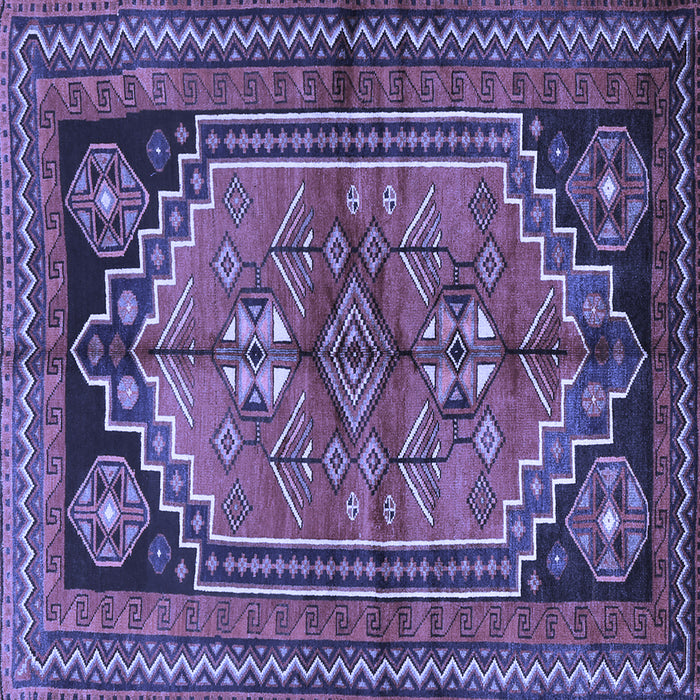 Square Machine Washable Persian Blue Traditional Rug, wshtr2850blu
