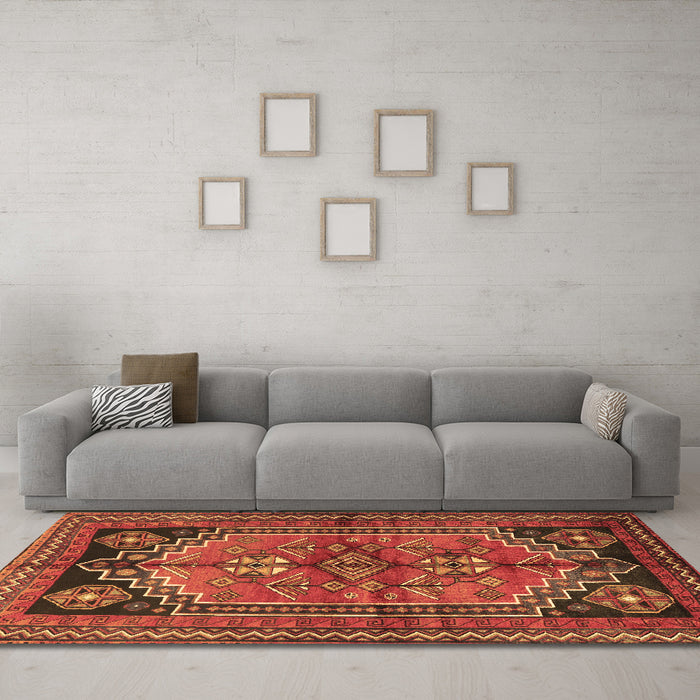 Machine Washable Persian Brown Traditional Rug in a Living Room,, wshtr2850brn