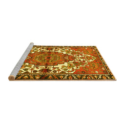 Sideview of Machine Washable Persian Yellow Traditional Rug, wshtr2851yw