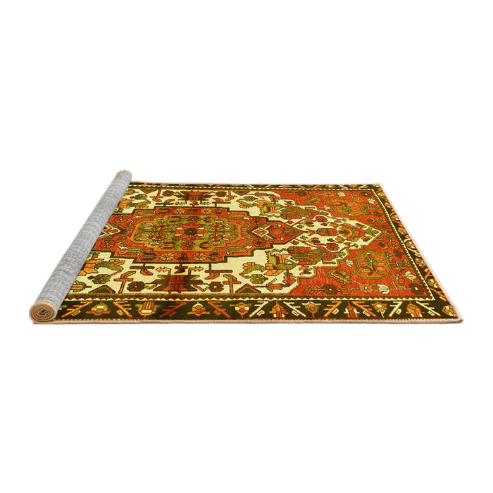 Sideview of Machine Washable Persian Yellow Traditional Rug, wshtr2851yw