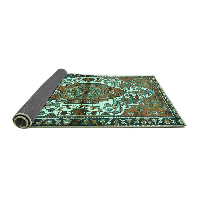 Sideview of Persian Turquoise Traditional Rug, tr2851turq