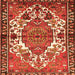 Round Machine Washable Persian Orange Traditional Area Rugs, wshtr2851org