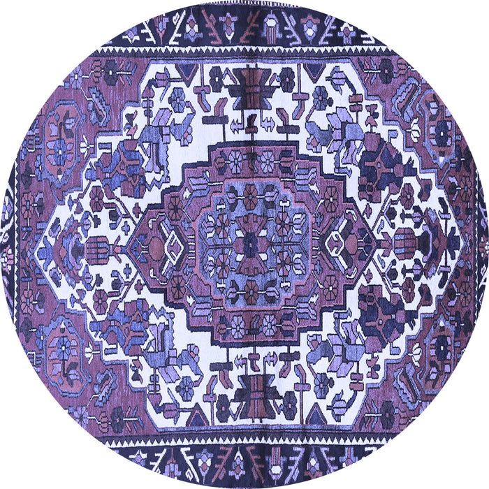 Round Persian Blue Traditional Rug, tr2851blu