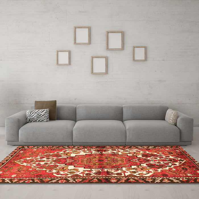 Machine Washable Persian Orange Traditional Area Rugs in a Living Room, wshtr2851org