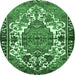 Round Persian Emerald Green Traditional Rug, tr2851emgrn