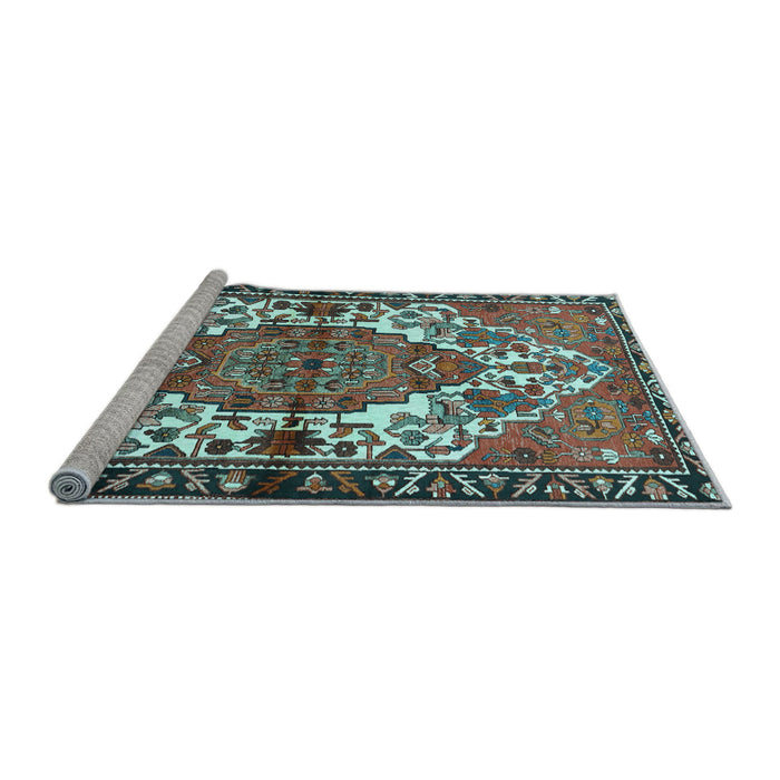 Sideview of Machine Washable Persian Light Blue Traditional Rug, wshtr2851lblu