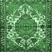 Square Machine Washable Persian Emerald Green Traditional Area Rugs, wshtr2851emgrn